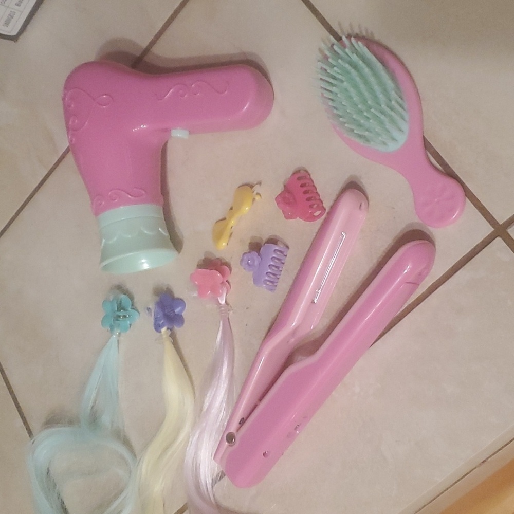 Pretend Beauty Salon Hair  Accessories Blow Dryer Hair Straightener Brush